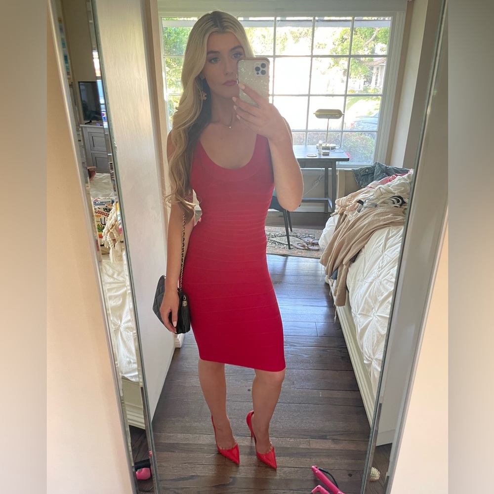 Red Herve Leger dress XS